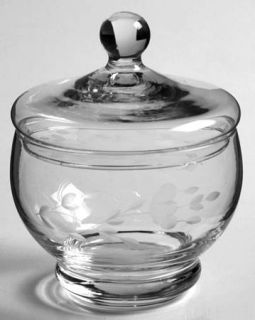 Princess House Crystal Heritage Sugar Bowl and Lid   Gray Cut Floral Design,Clea