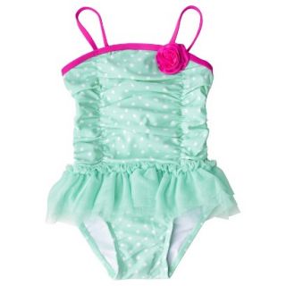 Circo Infant Toddler Girls 1 Piece Tutu Swimsuit   Green 12 M