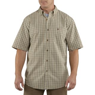Carhartt Mens Plaid Short Sleeved Shirt   Brown, Large, Model 100386 235