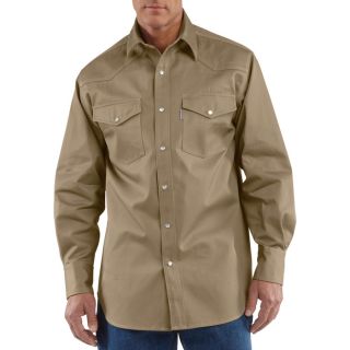 Carhartt Ironwood Snap Front Twill Work Shirt   Khaki, 4XL, Model S209