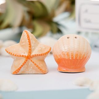 Ceramic Shell Star Salt Pepper Shakers Wedding Favor (Set of 2)