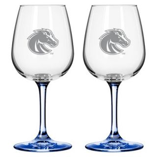 Boelter Brands NCAA 2 Pack Boise State Broncos Satin Etch Wine Glass   12 oz