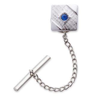 Rhodium Plated Tie Tack with Swarovski Crystal Accent, Silver
