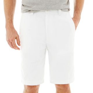 St. Johns Bay Flat Front Shorts, White, Mens