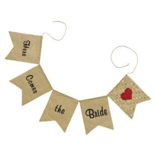 Here Comes the Bride Pennant Banner   Brown