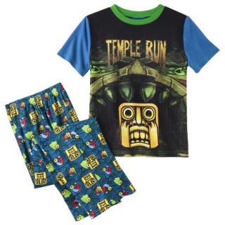 Temple Run Boys 2 Piece Short Sleeve Pajama Set   Blue M