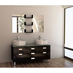 Design Element Design Element Wellington 55 inch Double Sink Bathroom Vanity Set With Vessel Sinks Espresso Size Double Vanities