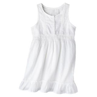 Girls Sleeveless Button Front Shirt Dress   Fresh White XL