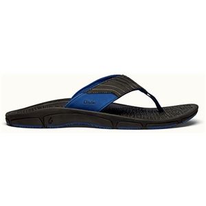 Olukai Mens Kai Ko Black Blue Hawaiian Sandals, Size 13 M   10220 40AH