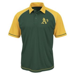 MLB Mens Oakland Athletics Synthetic Polo T Shirt   Green/Yellow (S)