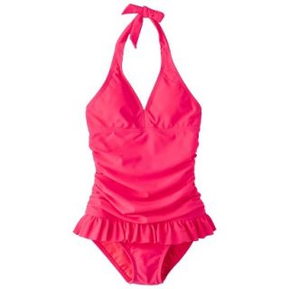 Girls 1 Piece Skirted Swimsuit   Coral XL