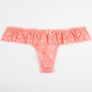 Ruffle Trim Lace Thong Coral In Sizes Large, Small, Medium For Women 235362313