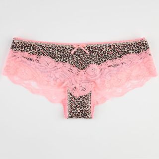 Leopard Lace Inset Boyshorts Coral In Sizes Small, Large, Medium For Women 2289