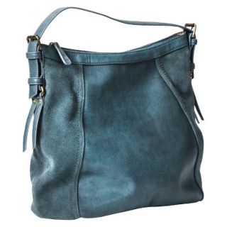 Genuine Suede Trim Hobo Handbag   Blue