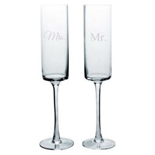 Contemporary Champagne Flutes   Mr. & Mrs.