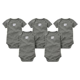 Burts Bees Baby Newborn Neutral 5 pack Short sleeve Bodysuit   Grey 3 6 M
