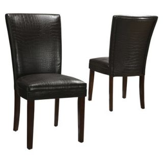 Dining Chair Dolce Faux Alligator Chair   Dark Brown (Set of 2)