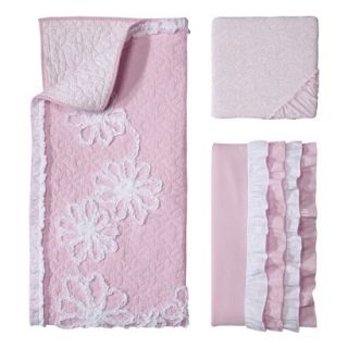 Pink Ruche 3pc Crib Bedding Set