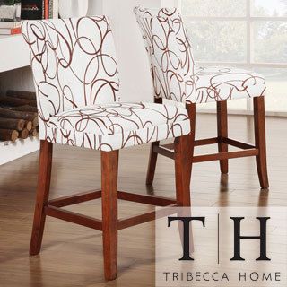 Tribecca Home Decor Swirl Print Wood Barstools (set Of 2)