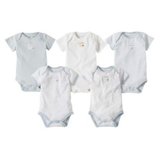 Burts Bees Baby Newborn Boys 5 Pack Short sleeve Bodysuit   Sky Blue 3 6 M