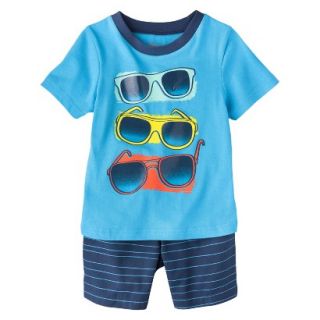 Circo Infant Toddler Boys Sunglasses Tee & Striped Short Set   Panama Blue 12 M
