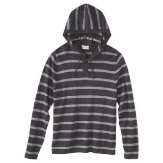 Merona Mens Cotton Cashmere Hooded Pullover   Heather Gray Stripe M
