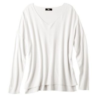 Mossimo Womens Plus Size V Neck Pullover Sweater   White 4