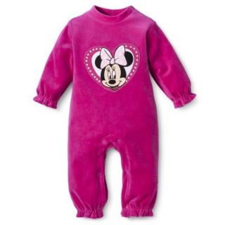Disney Newborn Girls Velour Minnie Mouse Coverall   Pink 6 9 M