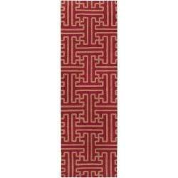 Smithsonian Hand woven Red Queens Bay Wool Rug (26 X 8)