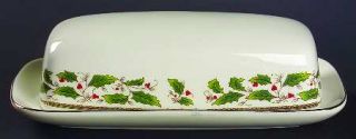 Holly Holiday Home For The Holidays 1/4 Lb Covered Butter, Fine China Dinnerware