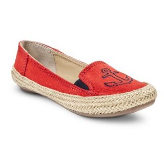 Womens Cloud9 Slip on Anchor Canvas Skimmer   Red 8.5