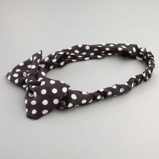 Polka Dot Bow Headband Black/White One Size For Women 219989125