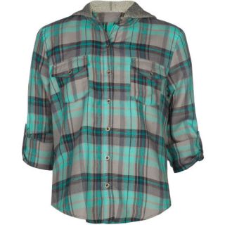 Girls Hooded Flannel Shirt Green Combo In Sizes Small, X Large, Mediu
