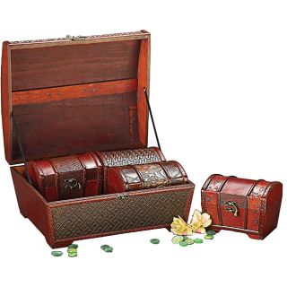 Deep Brown Faux Weaved Leather Boxes (set Of 4)