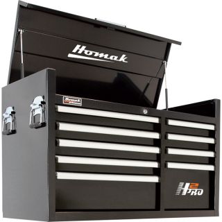 Homak H2PRO 41 Inch 9 Drawer Top Tool Chest   Black, 41 1/8 Inch W x 21 3/4