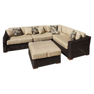 Resort 5 Piece Wicker Patio Sectional Seating w/Coffee Table Furniture Set  