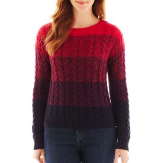 LIZ CLAIBORNE Long Sleeve Ombre Sweater, Navy Multi, Womens