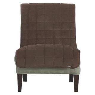 Sure Fit Furniture Friend Quilted Velvet Armless Chair Slipcover   Chocolate