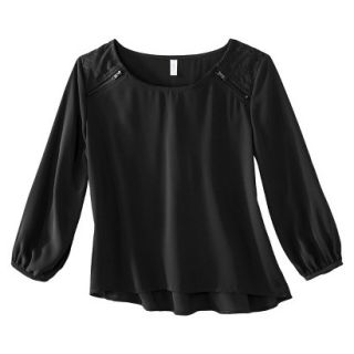 Xhilaration Juniors Long Sleeve Quilted Top   Black M(7 9)