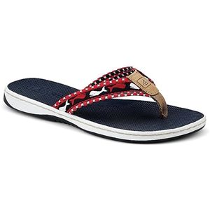 Sperry Top Sider Womens Greenport Red Navy Whales Sandals, Size 7.5 M   9268541