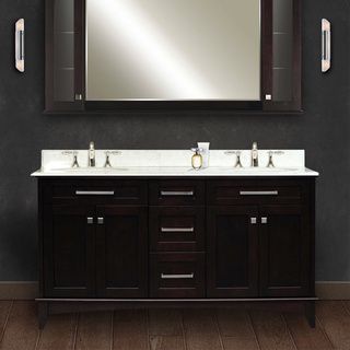 Water Creation Water Creation Manhattan Collection 60 inch Double Sink Bathroom Vanity Set Brown Size Double Vanities