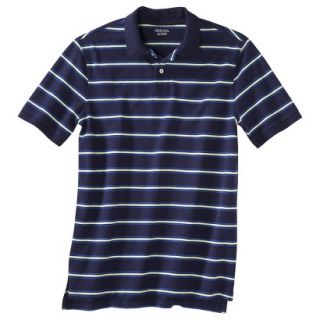 Mens Classic Fit Stripe Polo Shirt Dark Blue White S