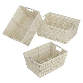 Whitmor Rattique Nesting Storage Baskets   Set of 3   White