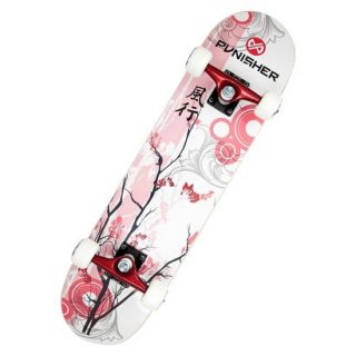 Punisher Skateboards Cherry Blossom Complete Skateboard   White/Pink (31)