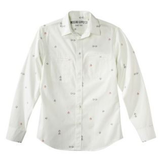 Mossimo Supply Co. Mens Long Sleeve Button Down   Off White/Navy M
