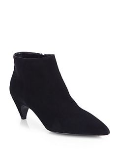Prada Suede Point Toe Ankle Boots   Nero Black