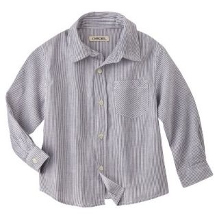 Cherokee Infant Toddler Boys Stripe Long Sleeve Button Down Shirt   Charcoal 5T
