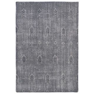 Hand knotted Vintage Replica Grey Wool Rug (90 X 120)