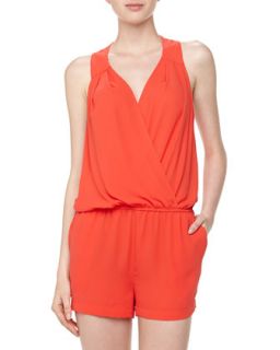 Thalia Georgette Short Jumpsuit, Bright Poppy