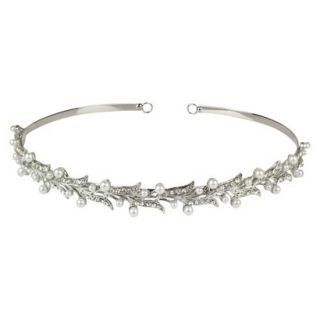 White Pearls and Crystals Headband   Clear